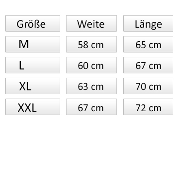 Tabelle T-Shirt Weiten und Längen